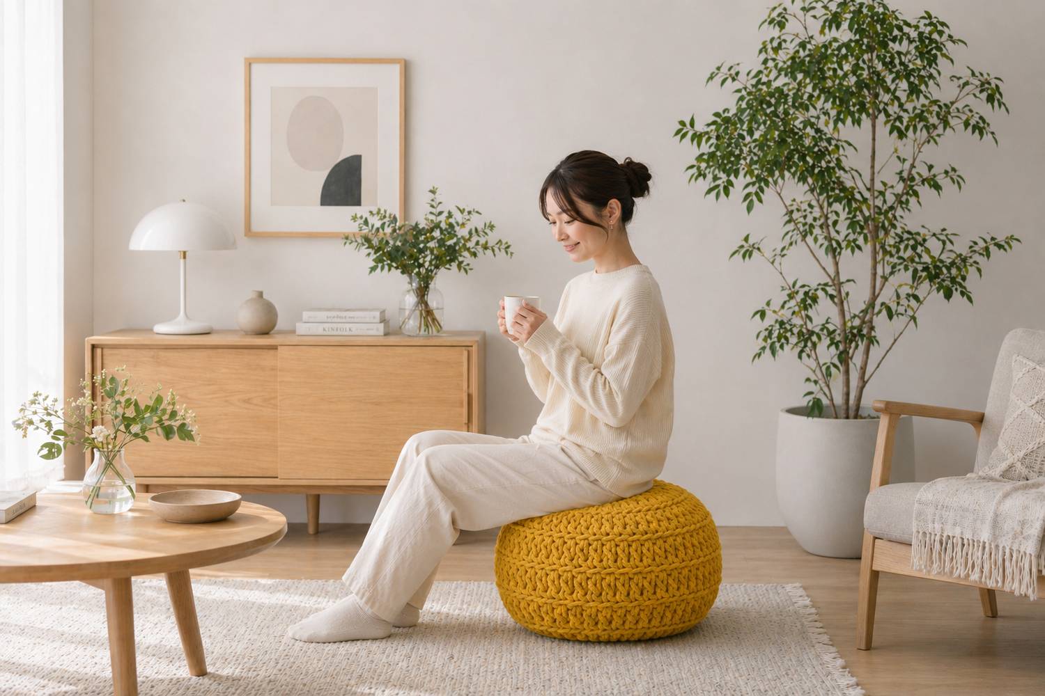 ハンドニッテッド コットン プフ01 グリーン 40cm | E-comfort 公式